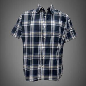 Men's 2XL Short Sleeve Plaid Button Down Dress Shirt